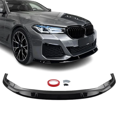 Glanzend zwarte frontlip passend voor BMW 5 serie G30 LCI en G31 LCI model 2020 - 2023 met M pakket voorbumper