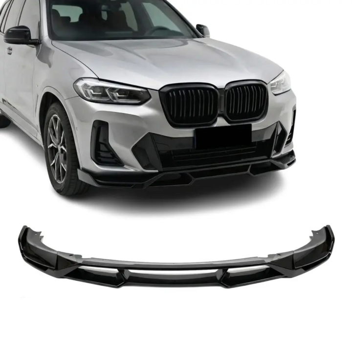 Glanzend zwarte frontlip passend voor BMW X3 G01 LCI en X4 G02 LCI met M pakket voorbumper model 2021 - 2025 