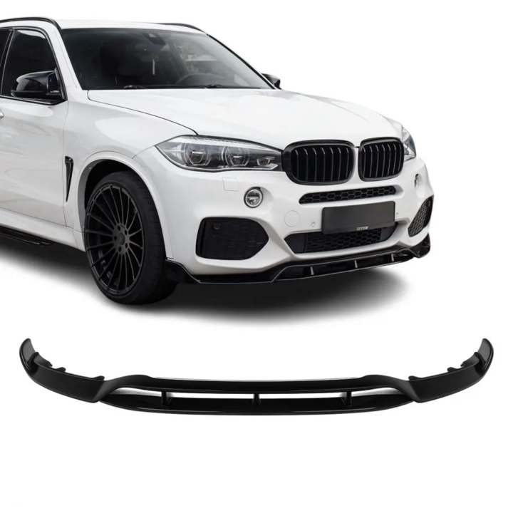 Glanzend zwarte frontlip passend voor BMW X5 F15 model 2013 - 2018 met M pakket voorbumper