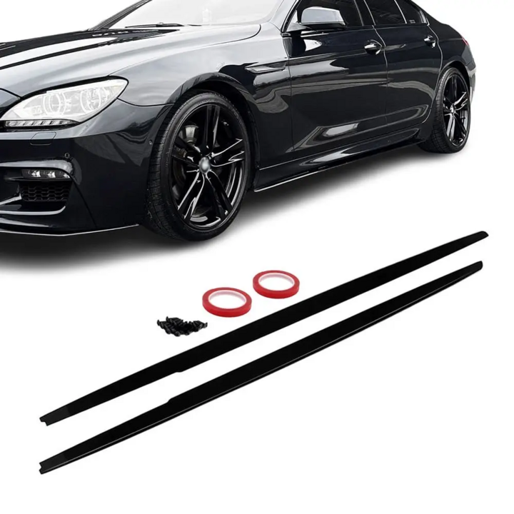 Performance look aanzet glanzend zwart passend voor BMW 6 serie F06 met M pakket sideskirts 