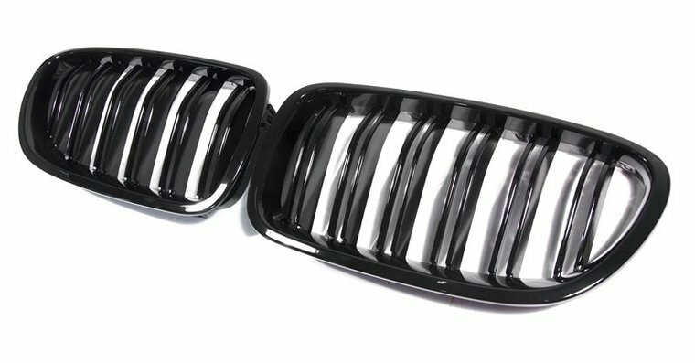 Glanzend zwarte grillen dubbelspijls passend voor BMW 3 serie E90 LCI en E91 LCI model 2008 - 2012
