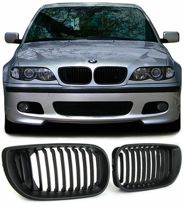 Mat zwarte grillen passend voor BMW 3 serie E46 sedan en touring 