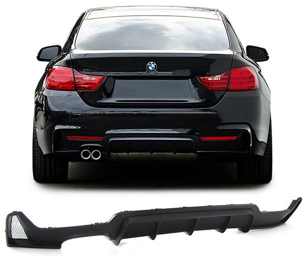 Performance look diffuser mat zwart passend voor BMW 4 serie F32, F33 en F36 uitlaat links met M pakket achterbumper