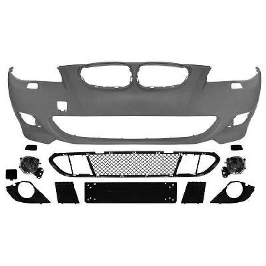 Sportlook voorbumper passend voor BMW 5 serie E60 en E61 model 2003 - 2007 met parkeersensoren