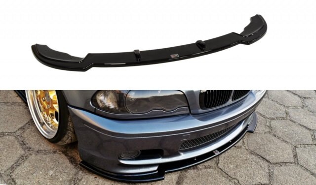Frontsplitter glanzend zwart passend voor BMW 3 serie E46 coupe en cabrio met M pakket voorbumper