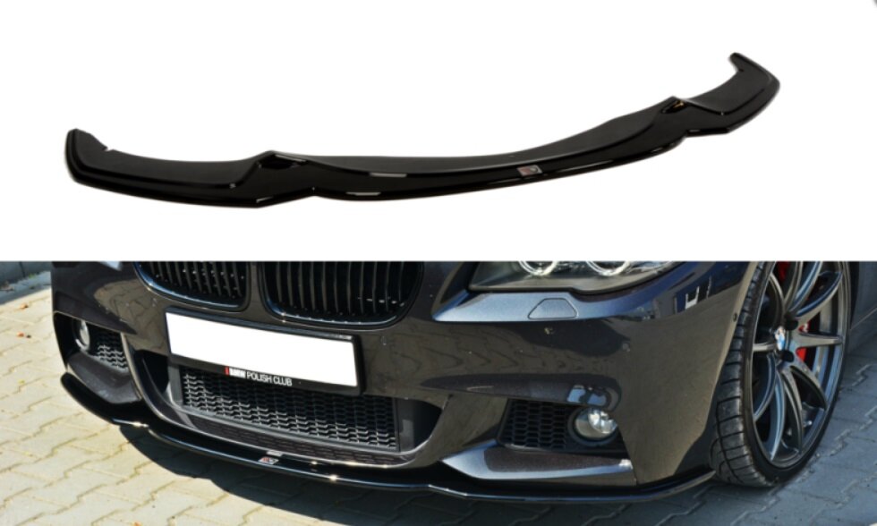 Glanzend zwarte frontspoiler versie 2 passend voor BMW 5 serie F10 en F11 met M pakket voorbumper Maxton Design
