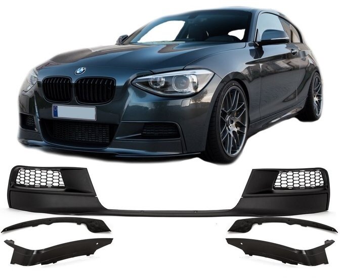 Performance look front spoiler passend voor BMW 1 serie F20 en F21 style 1 met M pakket voorbumper