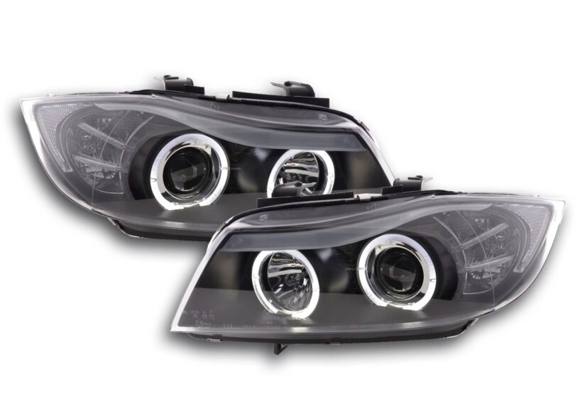 Angel eyes koplampen CCFL passend voor BMW 3 serie E90 en E91 met halogeen koplampen (H7) model 2005 - 2008